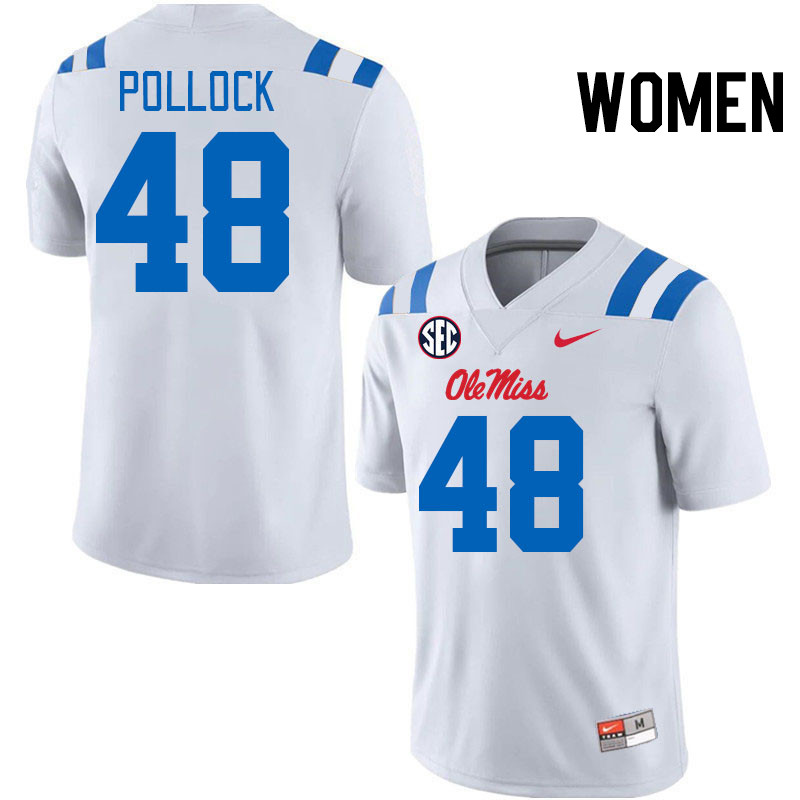 Women #48 Charlie Pollock Ole Miss Rebels 2024 New Uniforms College Football Jerseys Stitched-White